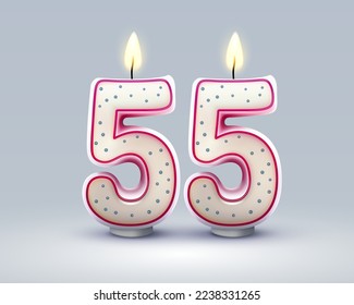 Happy Birthday years. 55 anniversary of the birthday, Candle in the form of numbers. Vector illustration