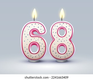 Happy Birthday years. 68 anniversary of the birthday, Candle in the form of numbers. Vector illustration