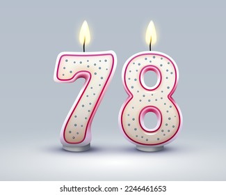 Happy Birthday years. 78 anniversary of the birthday, Candle in the form of numbers. Vector illustration