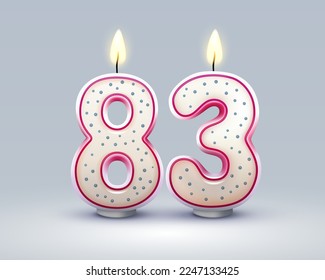Happy Birthday years. 83 anniversary of the birthday, Candle in the form of numbers. Vector illustration svg
