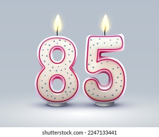 Happy Birthday years. 85 anniversary of the birthday, Candle in the form of numbers. Vector illustration