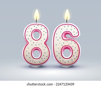 Happy Birthday years. 86 anniversary of the birthday, Candle in the form of numbers. Vector illustration