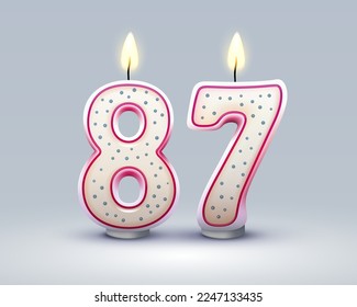 Happy Birthday years. 87 anniversary of the birthday, Candle in the form of numbers. Vector illustration