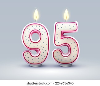 Happy Birthday years. 95 anniversary of the birthday, Candle in the form of numbers. Vector illustration