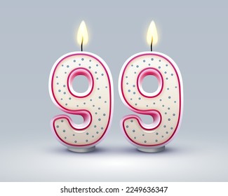 Happy Birthday years. 99 anniversary of the birthday, Candle in the form of numbers. Vector illustration