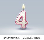 Happy Birthday years anniversary of the person birthday, Candle in the form of numbers four of the year. Vector illustration