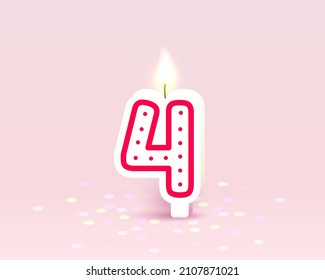 Happy Birthday years anniversary of the person birthday, Candle in the form of numbers four of the year. Vector illustration