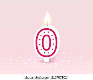 Happy Birthday years anniversary of the person birthday, Candle in the form of numbers zero of the year. Vector illustration