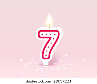 Happy Birthday years anniversary of the person birthday, Candle in the form of numbers seven of the year. Vector illustration