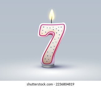 Happy Birthday years anniversary of the person birthday, Candle in the form of numbers seven of the year. Vector illustration