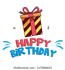 Happy Birthday Yellow Black Gift Box Background Vector Image

