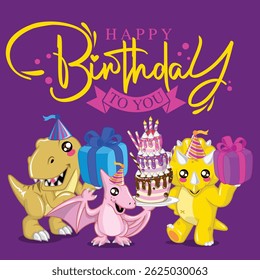 happy birthday to you from all cute dinosaurs