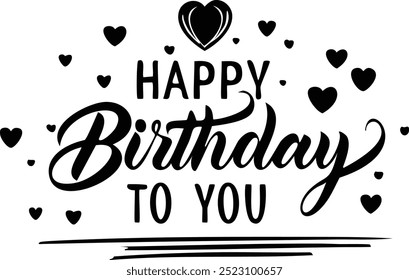 Happy birthday to you alphabet with minimal hearts