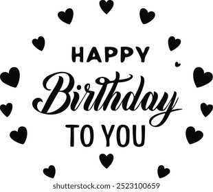 Happy birthday to you alphabet with minimal hearts