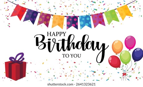 Happy Birthday To you banner design with beautiful style 