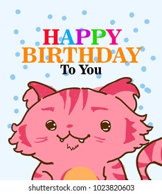 happy birthday to you, beautiful greeting card with cute cat family