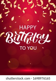 Happy birthday to you brush lettering. Vector stock illustration for card
