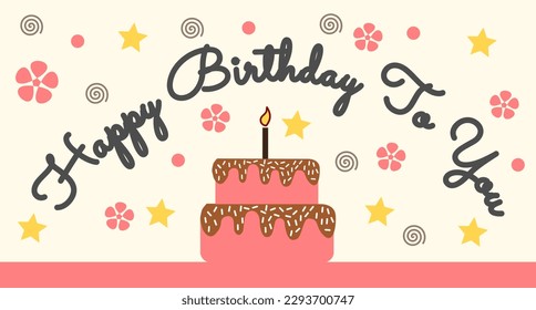 happy birthday to you with cake vector ilustration