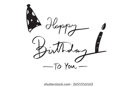 happy birthday to you candle  hat cap black color object icon happy birthday to you anniversary surprise party happy birthday to you event party message gift happy birthday to you present banner cake 