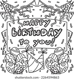 Happy Birthday To You Coloring Page for Kids