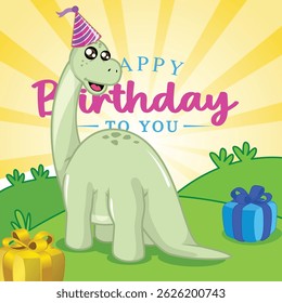 happy birthday to you from cute brontosaurus