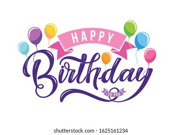 Happy birthday to you - cute hand drawn doodle lettering postcard banner art. Design template for card, poster, invitation.
