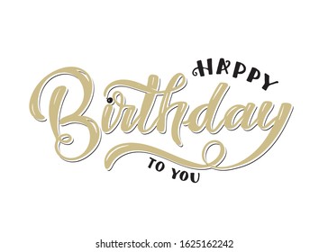 Happy birthday to you - cute hand drawn doodle lettering postcard banner art. Design template for card, poster, invitation.