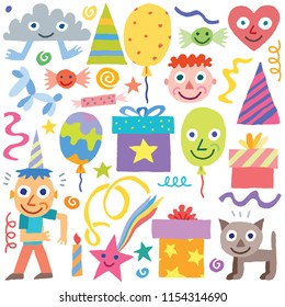 Happy Birthday To You Doodle Set 4 Spot Colors