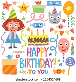 Happy Birthday To You Doodle Set 3 Spot Colors