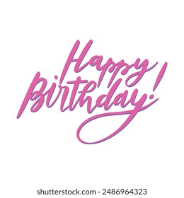 Happy birthday to you Handwritten lettering on isolated background.