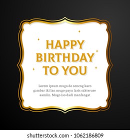 Happy Birthday to you paper card template with decorated square frame