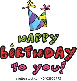 Happy Birthday To You with a Party Hat Clipart 