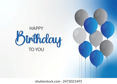 Happy birthday to you text with balloon and decoration element for birth day celebration greeting card design. Vector illustration