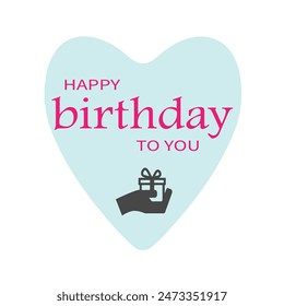 Feliz cumpleaños a usted texto con icono de regalo, corazón en elemento de decoración de fondo para la celebración de cumpleaños tarjeta de felicitación diseño aislado en fondo blanco. Archivo editable EPS.