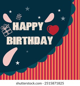Feliz aniversário para você Texto com a mão moderna escrevendo caligrafia em ilustração vetorial. Este design conceito para cartão de agradecimento, banner ou publicidade.