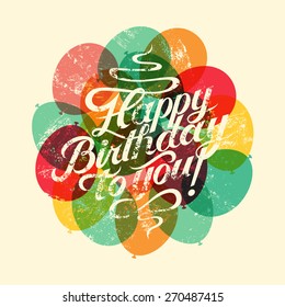 Happy Birthday to you! Typographical retro grunge Birthday Card. Vector illustration.