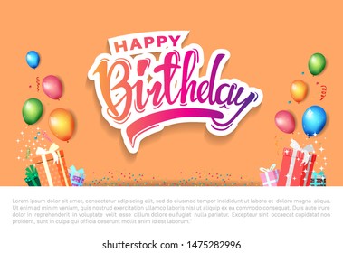 happy birthday to you vector design with typography and birthday element for celebration, background, template, invitation and greeting card - Shutterstock ID 1475282996