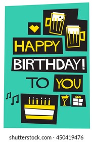HAPPY BIRTHDAY TO YOU (Vector Illustration in Flat Style Poster Design)