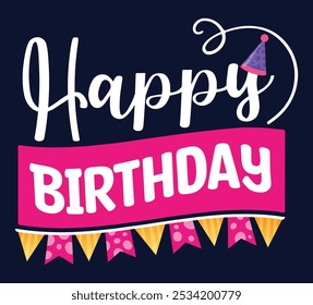 Happy Birthday To You Vector Typography Design - Premium Greeting Card Design for Birthday Celebrations