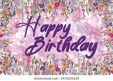 Happy Birthday.Beautiful greeting card scratched calligraphy black text word gold stars. Hand drawn invitation T-shirt print design. Handwritten modern