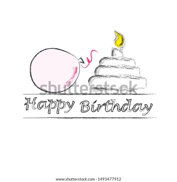 Happy Birthdaybirthday Scene Cake Baloonparty Stock Image