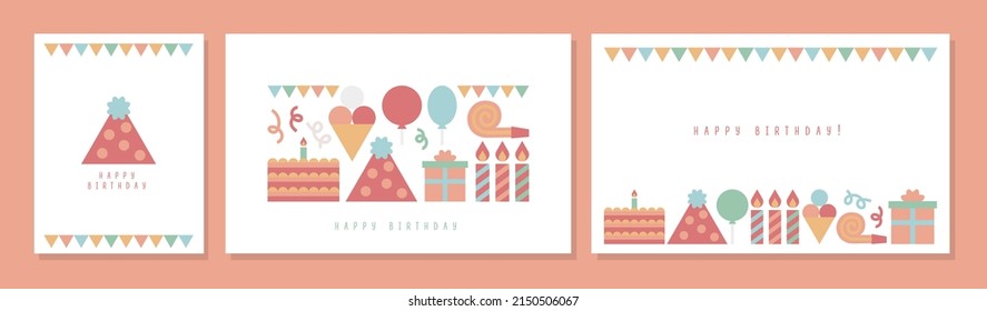 Happy Birthsday poster postcard card background icons