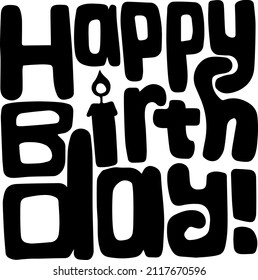 happy birtsday lettering doodle hand draw 