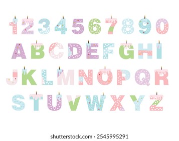 Happy bithday lettering. alphabet for children. Kids learning material. 