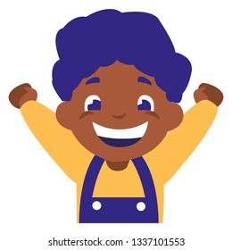 happy black boy celebrating