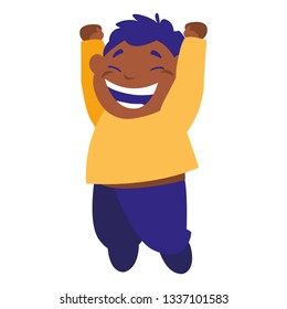 happy black boy celebrating