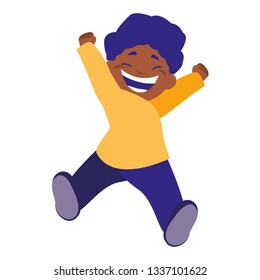 happy black boy celebrating
