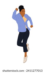 Happy Black business woman vector on white.