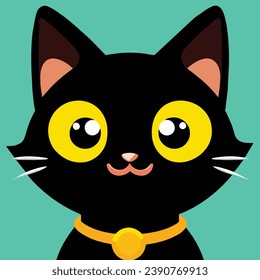 Happy Black Cat with Yellow Eyes - Adorable and Cheerful Feline Charm