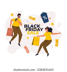 Happy black friday seasonal shopping sale vector illustration